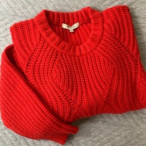 Madewell red cable knit sweater